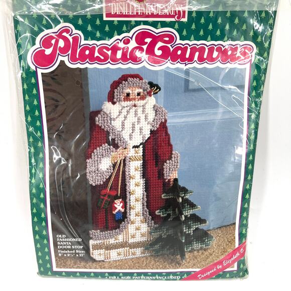 Vintage Distlefink Designs Plastic Canvas Kit Old Fashioned Santa Door Stop - Picture 1 of 3